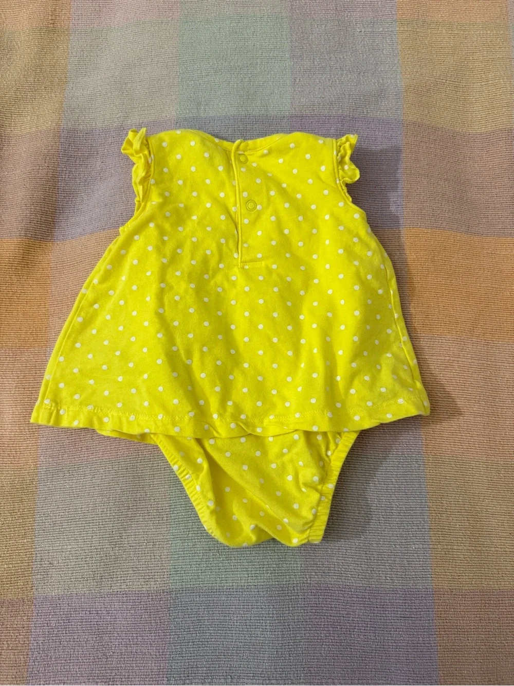Pink polka dot dress and yellow polka dot romper 3-6 months